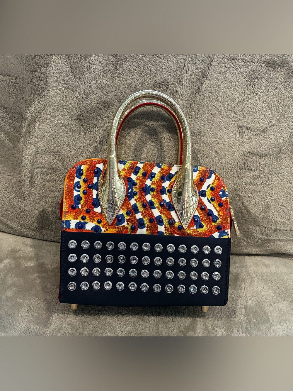 Christian Louboutin Multicolor Studded Mini Dome Satchel